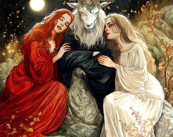 Witches Summer Solstice Art Print: Goat God Forest Ritual