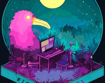 Búho Nocturno: Decoración de pared, descarga digital, impresión instantánea