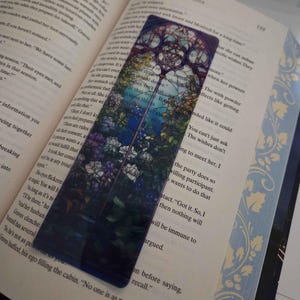 Bloemen gebrandschilderd glas bladwijzer-transparante bladwijzer-boekenwurm cadeau-magische bladwijzer-fantasieboekaccessoires