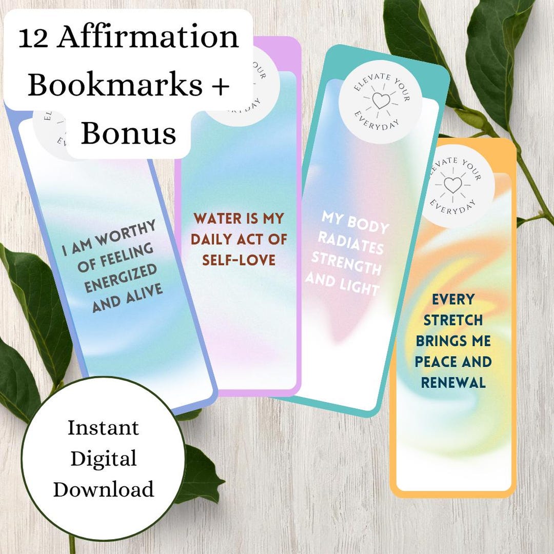 Printable Health & Wellness Bookmarks Set | 12 Hydration and Self-care ...