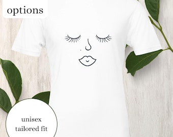 Beauty Sleep T-Shirt | Minimalist Face Illustration, Lounge Tee