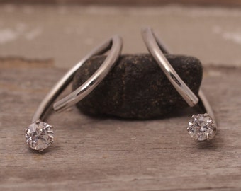 Sterling Ear Hanger Weights with Round CZ