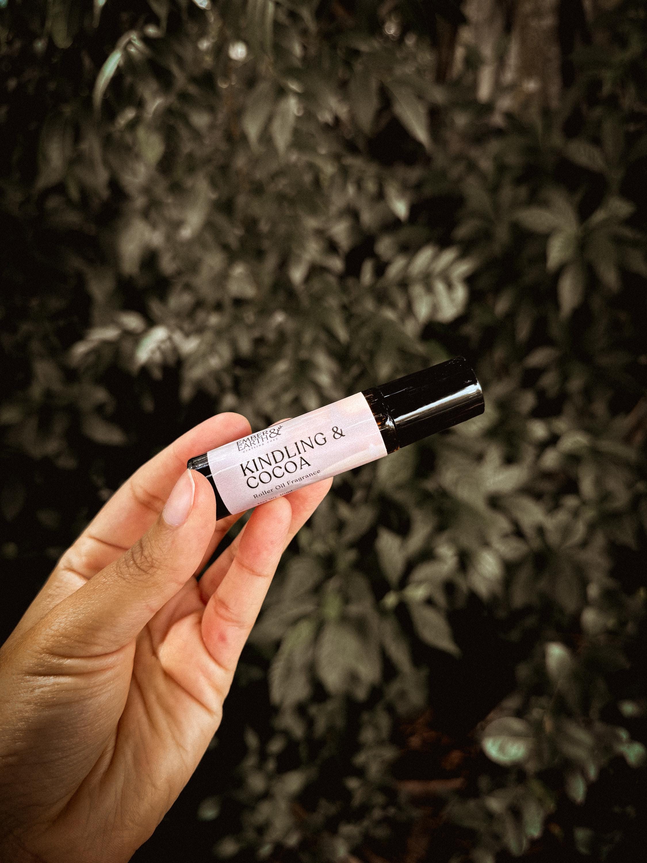 Chocolate Perfume Oil | Rich Cocoa Scented Roller | Warm Gourmand Fragrance for Her | Cozy Dessert Scent (Kindling & Cocoa)