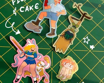 Tijd voor avontuur: glanzende stickers Fionna en cake/sticker jagen tovenaar/sticker jager