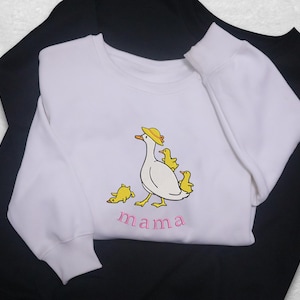 Mama Embroidered Sweatshirt, Cute Mama Goose Embroidery, Mothers Day Gift, Mom and Kids Shirt, Mama Duck and Ducklings, Mama and Chicks.
