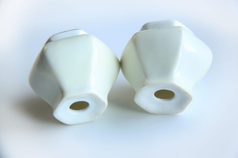 Vintage Porcelain Salt /& Pepper Shakers White w Hand Painted Blue Flowers ~ Victorian Edwardian Style Dining Table Accent Decor