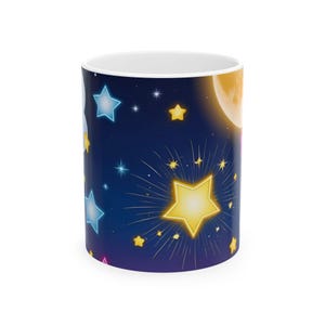 Starry Ceramic Mug - Fun Coffee Cup - Vibrant Colors