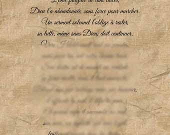 Wiersz do druku – Upadły wojownik – Grafika ścienna do druku – Pobierz cyfrowo (po francusku)