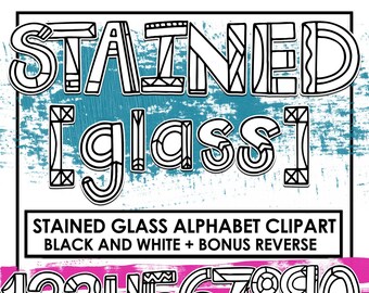 Modern Black & White Stained Glass Alphabet ClipArt | Geometric Doodle Bulletin Board Letters | NOT a font