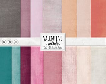 Pink Digital Background Paper, Valentine Solid Cardstock Textured Paper, Teal, Pink, Red and Purple Printable Papers - Valentine's