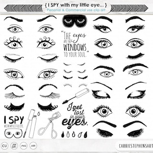 Eye ClipArt Images, Eyelash Graphic Design, Trendy Woman Beauty Logo, Makeup Clip Art, Girl Power Digital Images, Instant Download PNG