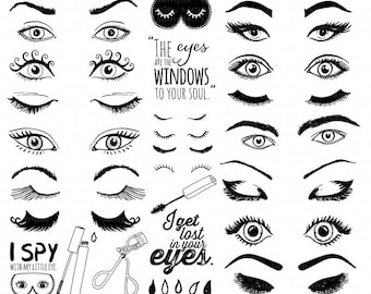 Eye ClipArt Images, Eyelash Graphic Design, Trendy Woman Beauty Logo, Makeup Clip Art, Girl Power Digital Images, Instant Download PNG