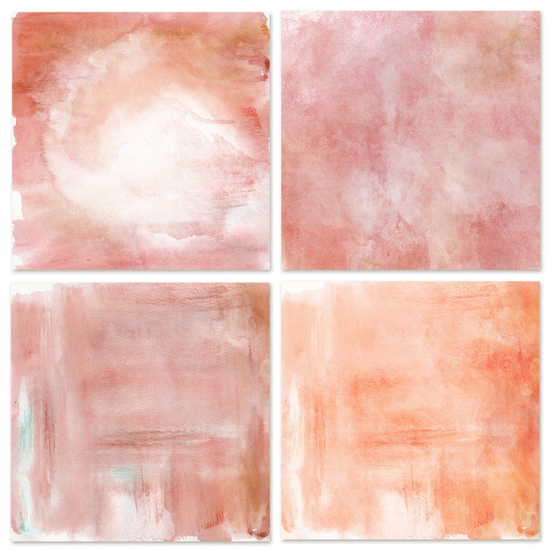 Carta digitale per acquerello sulla barriera corallina, sfondi per album ad acquerello al tramonto, rosa, giallo e arancione, vacanza romantica sull'isola tropicale immagine 4