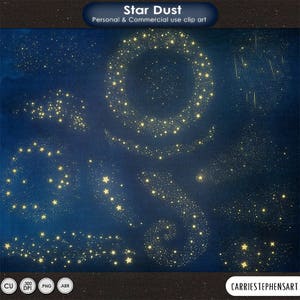 Star Dust Clip Art, Gold Star ClipArt, Star Photoshop Brushes + Celestial Galaxy Graphics, Starry Sky, Outer Space, Solar System
