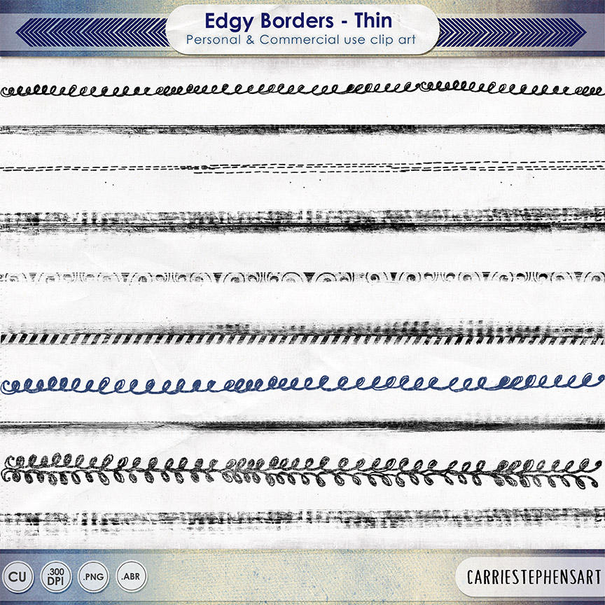 Distress Ink Border Clip Art, Digital Photo Edge Stamps & Ink Overlay ...