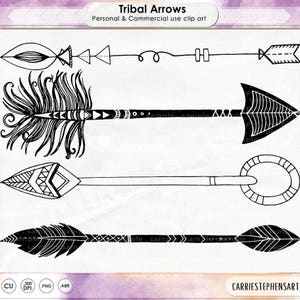 May include: Four black and white tribal arrow designs. The arrows are drawn in a simple, hand-drawn style. The arrows are all pointing to the right.