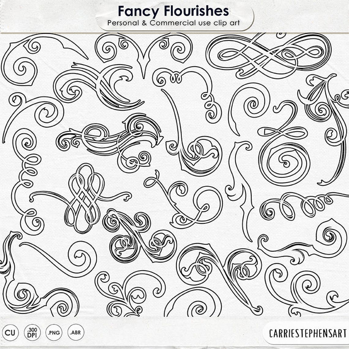 Fancy Wedding Flourish Swirl Clip Art Elegant Ornament - Etsy
