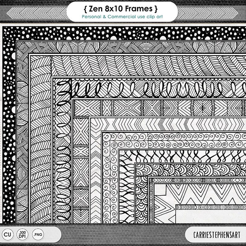Intricate Geometric Borders Hand Drawn Zen Doodle Frame Etsy