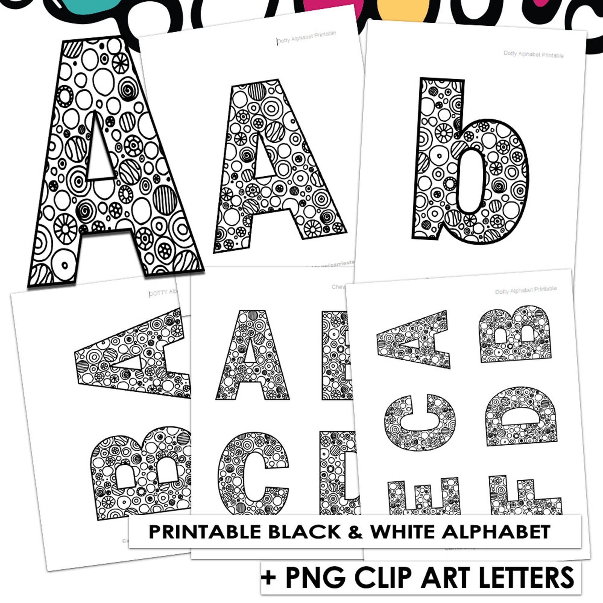 dotty doodle png alphabet clipart printable bulletin board etsy