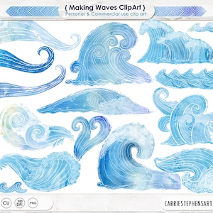 Clipart vague aquarelle bleu |  Amoureux de la mer, Surfez à télécharger PNG pour Art mural, Nautique, Vacances d'été à la plage, Aloha Hawaii