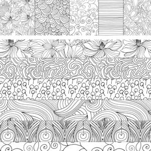 Black and White Pattern Digital Paper, Hand Drawn Line Illustrations, Mermaid Scale Pattern Background, Coloring Scrapbook Paper image 4