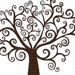Tree ClipArt, DIY Family Tree Clip Art, Whimsical Wish Tree Silhouette, Digital Download, Fingerprint Tree PNG Printable Graphic image 2