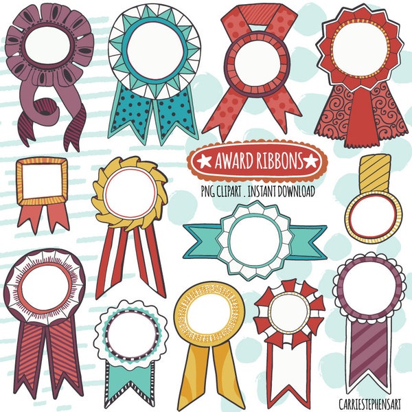 Colorful Award Ribbon Digital Graphics, Celebrating Wins Label Clip Art, Birthday Award Templates & Printable Instant Download Sticker DIY