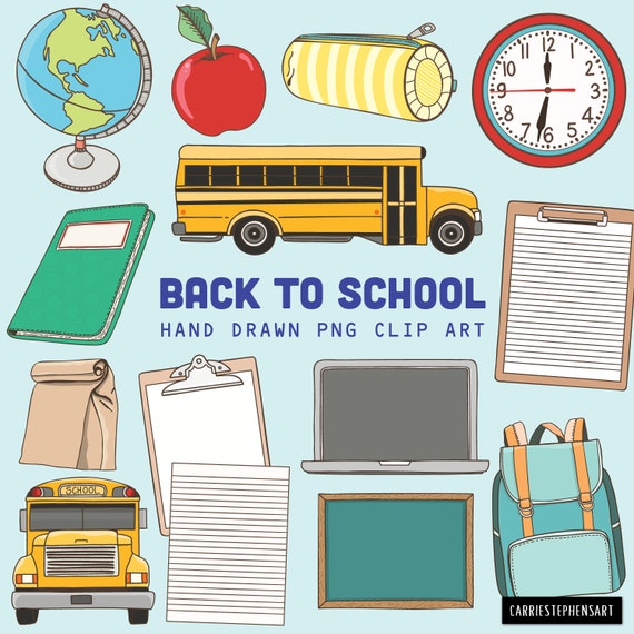 Back To School Clipart School Supplies Instant Download Etsy