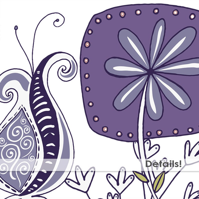 Gray & Purple Flower ClipArt, Modern Digital Flower Graphics, Easter Lavender, Commercial Use Image, Whimsical Floral Clip Art image 2