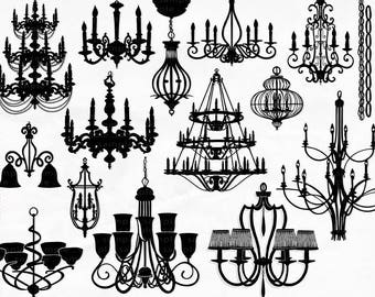 Chandelier Clip Art, PNG Silhouettes & Photoshop Brushes - Chic Baroque Graphics - Clip Art for Wedding Invites, Stationery