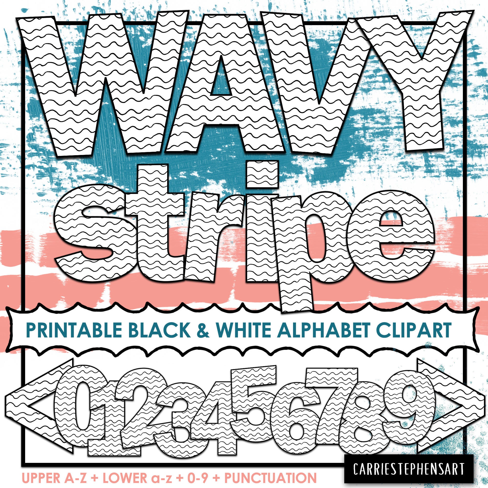 wavy stripe alphabet clipart beach printable bulletin board etsy