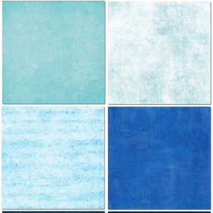 May include: A set of eight digital paper textures in shades of blue and green. The textures are a mix of solid colors, stripes, and abstract patterns.