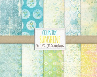 Country Sunshine, Easter Floral Patterns, Fresh Spring Green Scrapbook Background Paper Patterns