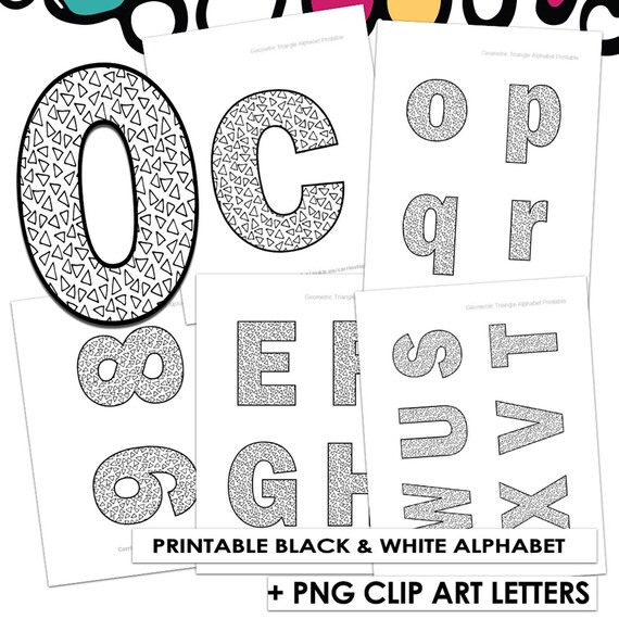 triangle printable alphabet clip art letters black white etsy