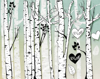 Birch Tree Clip Art, Winter Forest, Tree Branch ClipArt Outlines, Branch Silhouettes + Photoshop Brush, Natural Woodland Tree Images