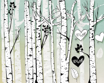 Birch Tree Clip Art, Winter Forest, Tree Branch ClipArt Outlines, Branch Silhouettes + Photoshop Brush, Natural Woodland Tree Images