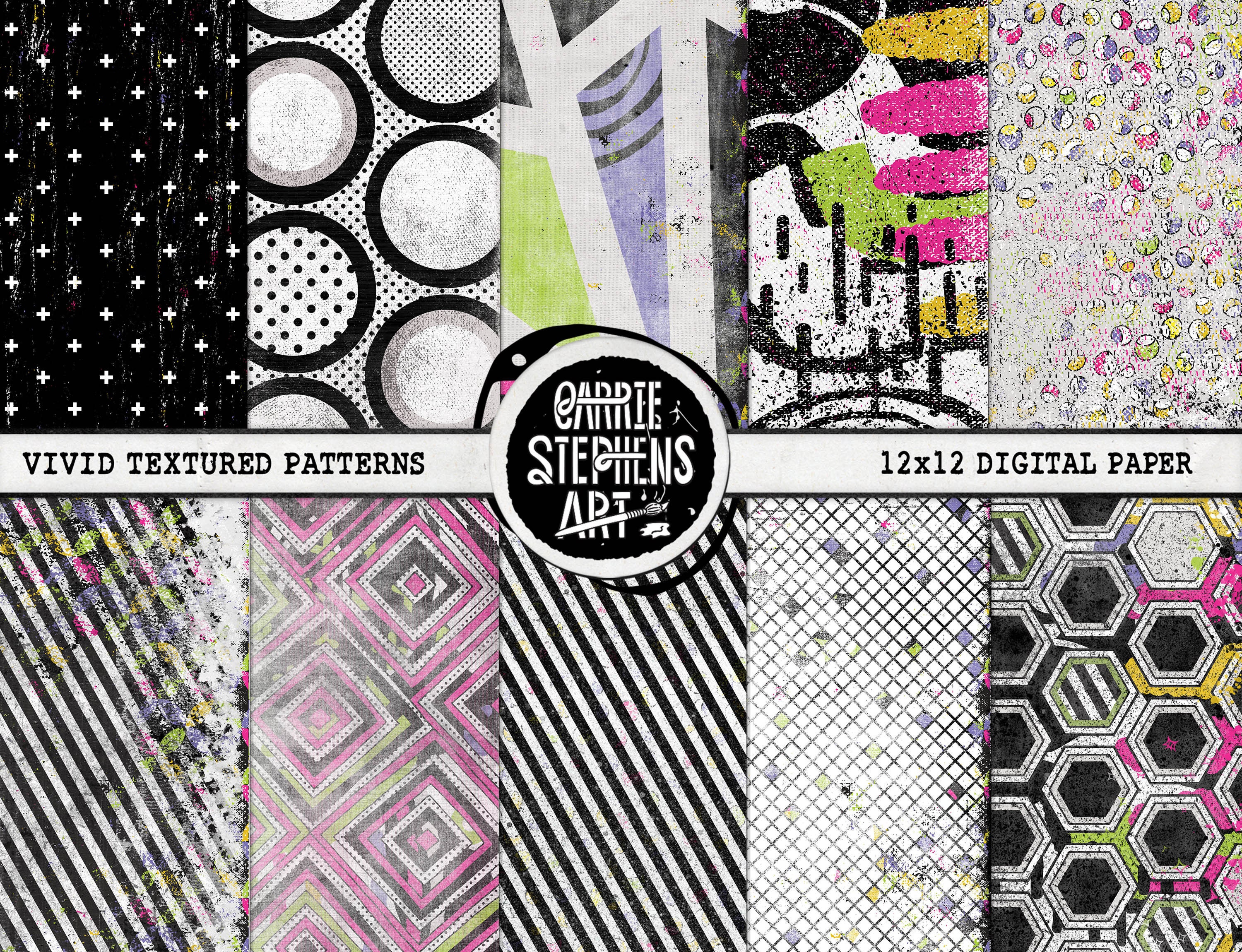 Levendige digitale papier gestructureerde achtergrond, felroze, paars,  groen, zwart-wit achtergrondpapier, modern geometrisch driehoekspatroon -  Etsy België, image size:3000x2300