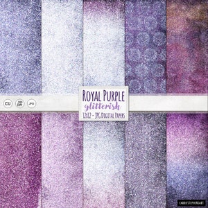 Royal Purple Glitter Digital Paper | Scrapbooking Paper | Instant Download