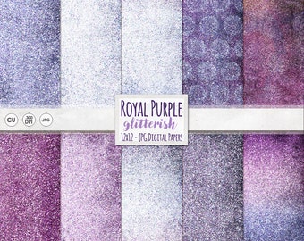 Royal Purple Glitter Digital Paper | Scrapbooking Paper | Instant Download