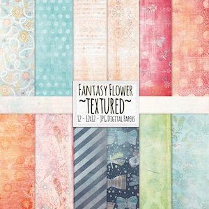 Schmetterling Hintergrundpapier, strukturiertes digitales Papier, Schmetterlinge Musterpapier, Shabby Chic Frühling Floral Fantasy Blumen, Instant Download