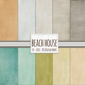 Arrière-plans unis pastel, Papier numérique texturé lin, Maison de plage d'été, Arrière-plans de scrapbooking numérique, Mariage à destination des îles tropicales