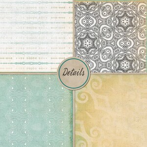 Modern Boy Digital Paper, Masculine Background Patterns, Light Blue, Aqua, Yellow & Gray Scrapbook Paper | Commercial Use Download image 3