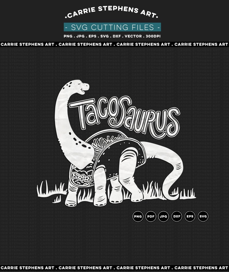 Download Tacosaurus Dinosaur Svg File Taco Silhouette Cricut Cutting Etsy PSD Mockup Templates