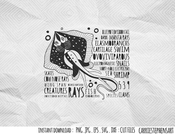Stingray Vector Svg File Swimming Sea Creature Graphic Cricut Silhouette Eps Vector Vinyl Printable Transfer Craft File Ocean Animal By Carriestephensart Catch My Party