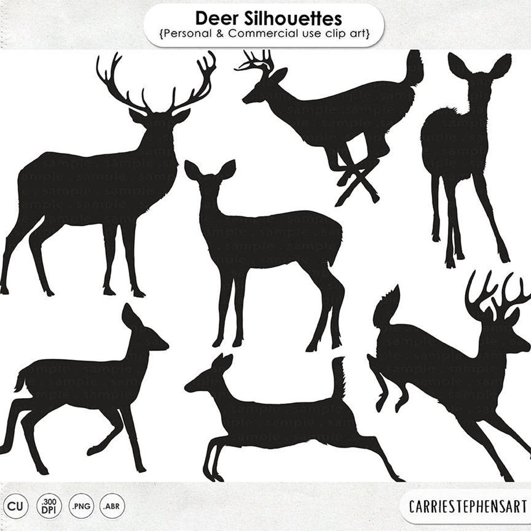Deer Clip Art Silhouettes \u0026 Outlines, Buck and Doe Party, Christmas  Reindeer Clipart, Animal Clipart Digital Graphics, Deer PNG Images - Etsy, image size:1080x1080