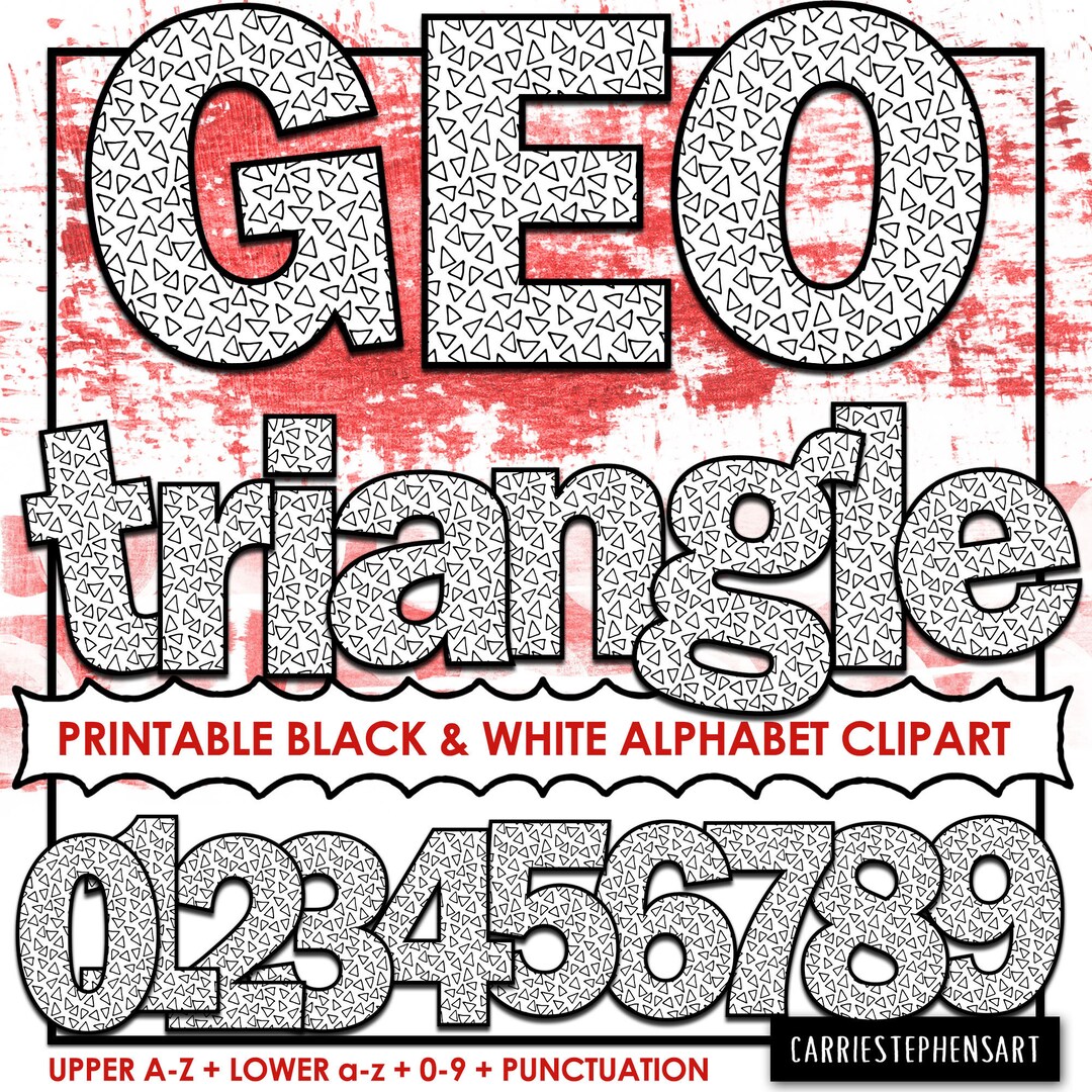 Triangle PRINTABLE Alphabet Clip Art Letters, Black & White Coloring ...