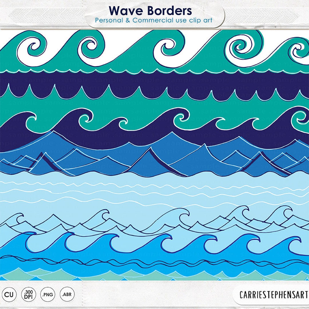 Wave Border Clipart, Water Border Image, Beach Digital Art, Instant  Download, Summer Vacation, Fishing Card, Graphic Design Supplies - Etsy