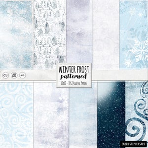 Frozen Winter Digital Paper, Snowflake Pattern Backgrounds, Scrapbooking, Figure Skating, Ice Queen, Snow Princess