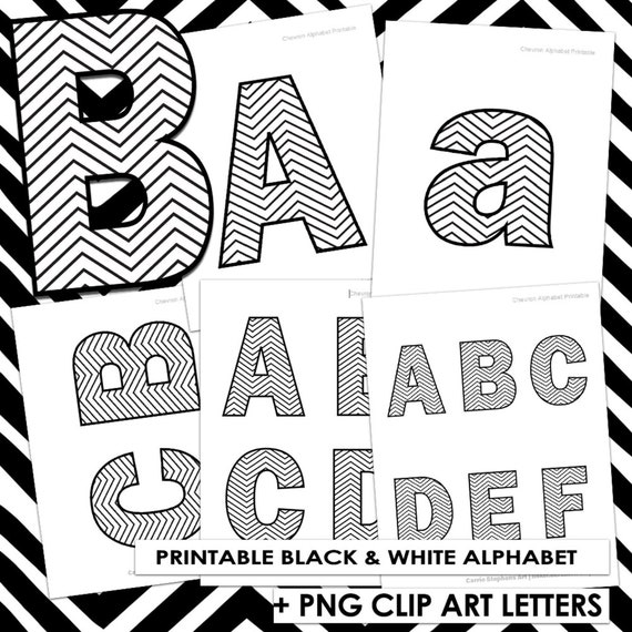 chevron printable alphabet clipart school bulletin board etsy