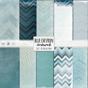 Sky Blue Digital Paper, Chevron Pattern, Masculine Textured Backgrounds, Distressed Navy Blue Scrapbook Paper, Nautical Baby Boy
